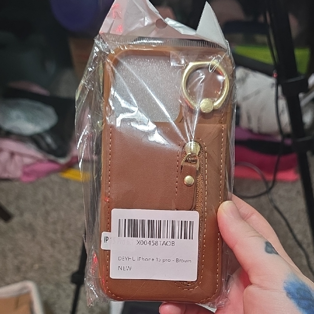 Brown IPhone 15 Pro Case with Ring Holder
